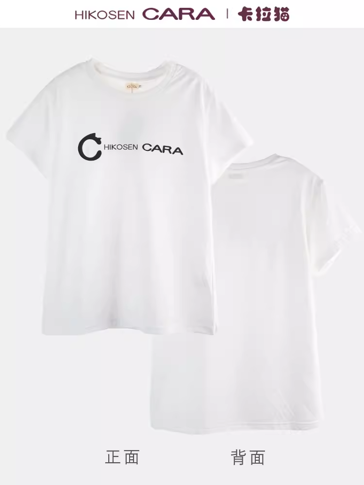 HIKOSEN CARA卡拉猫T恤短袖宽松经典logo圆领短袖