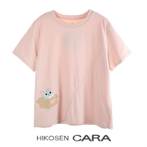 宽松圆领短袖简约纯棉T恤女