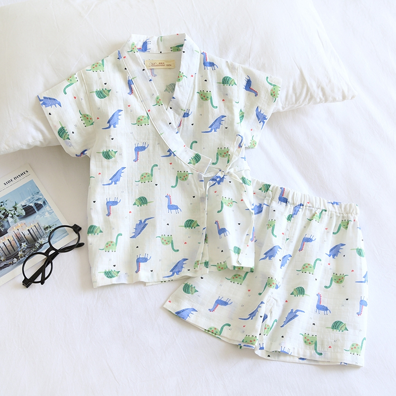 儿童纯棉纱布夏季日式和服汗蒸服