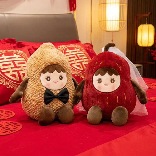 婚礼压床婚床摆件婚房喜娃抱枕结婚一对公仔新婚玩偶娃娃情侣礼物