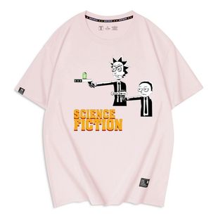 衣服夏季 动漫周边联名瑞克和莫蒂黑衣人小众潮牌纯棉短袖 T恤男装