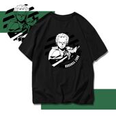 短袖 日系动漫海贼王路飞索隆可定制运动纯棉T恤衫 ins超火大码 t恤