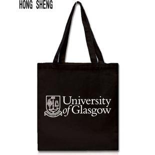 格拉斯哥大学帆布包Glasgow留学纪念品 单肩手提购物袋