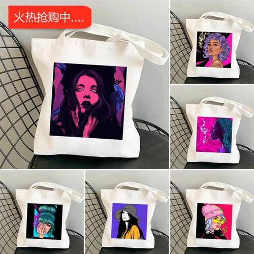 犇Queen Art Attitude Individual Canvas Bag 个性女孩单肩帆布