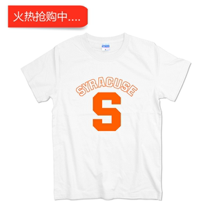 雪城大学校服T恤男短袖SyracuseUniversity纯棉圆领印花打底衫