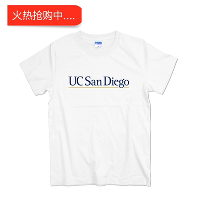 UCSD加州大学圣迭戈分校短袖T恤纯棉圆领夏宽松留学生情侣打底衫