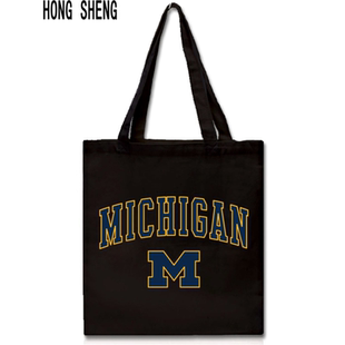UMich密歇根大学帆布袋 U of M单肩手提帆布包留学纪念环保购物袋