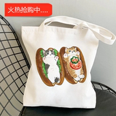 shark印花帆布包原宿单肩包时尚 犇跨境外贸Kawaii Cat 手提袋购物