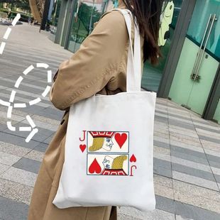 犇跨境潮流 Playing Card Love Jack Crown Women's Canvas Handb