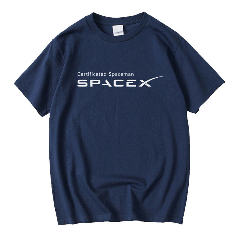 夏季美国太空探索SpaceX短袖T恤火箭猎鹰9号龙飞船马斯克纯棉衣服