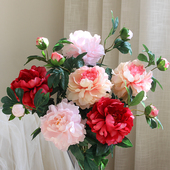 牡丹花仿真花假花摆设客厅摆件花束餐桌花艺装 饰花新中式 插花绢花