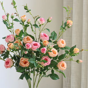 仿真玫瑰花假花客厅摆件装饰插花塑料花室内摆设花艺落地绢花花束