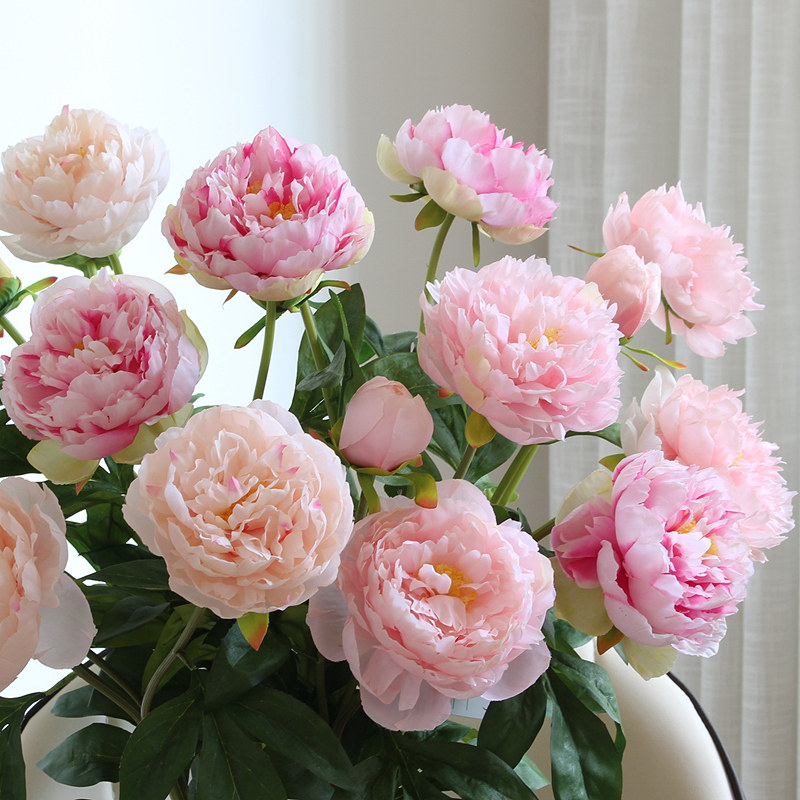 牡丹仿真花假花摆设摆件客厅花艺餐桌装饰花干花花束塑料绢花芍药