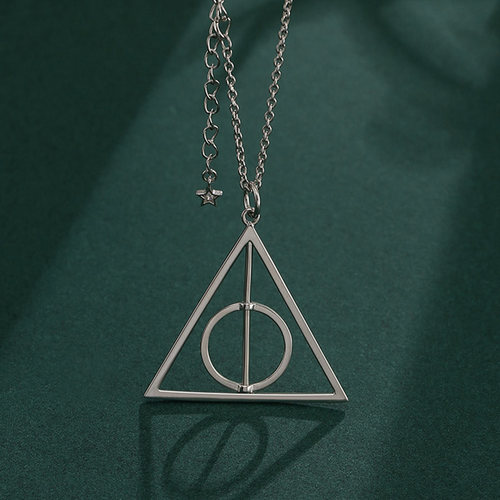 哈利波特联名同款毛衣链 死亡圣器项链 925纯银男女周边挂件吊坠