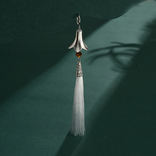 超长流苏男女耳坠白色