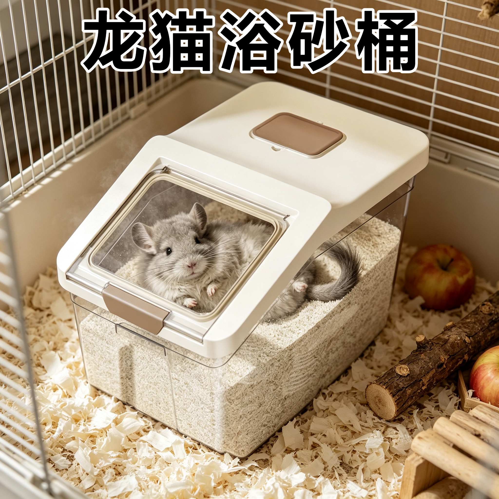 龙猫专用浴室洗澡神器防尘浴沙飞溅封闭式洗澡盆宠物用品浴沙桶