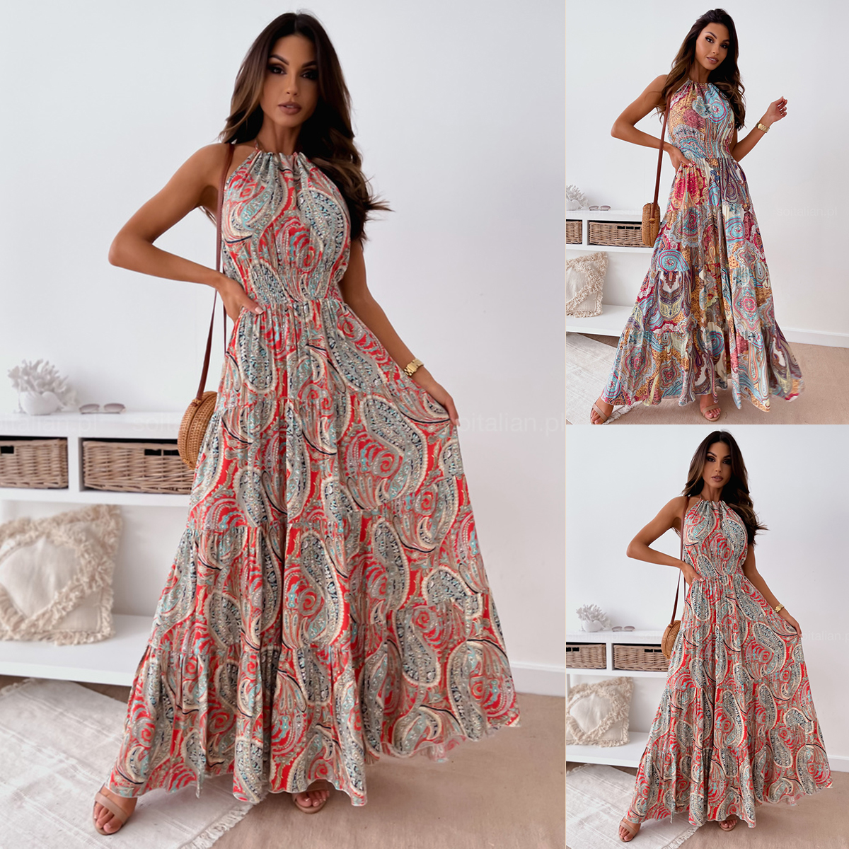 AliExpress European and American style fashion new fashion sexy floral halter dress bohemian dress
