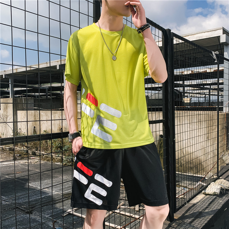 夏季主推青少年大码休闲圆领短袖T恤短裤印花套装男TZ22P25,男装休闲套装,电商B226-2（原B217-2）