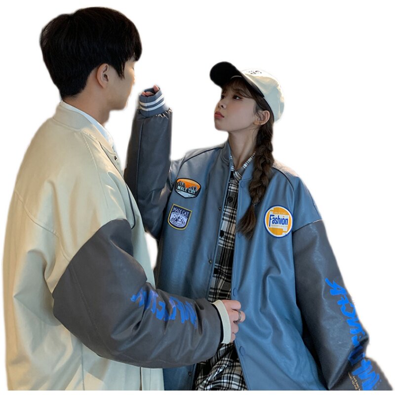 2022新款情侣休闲宽松连帽潮流皮棒球服羽绒服外套男YR2166P185,男装羽绒服,电商B226-2（原B217-2）
