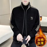 抖音直播男士高品质刺绣立领毛呢大衣加棉夹克外套A76P145，男装夹克，电商B226-2（原B217-2）
