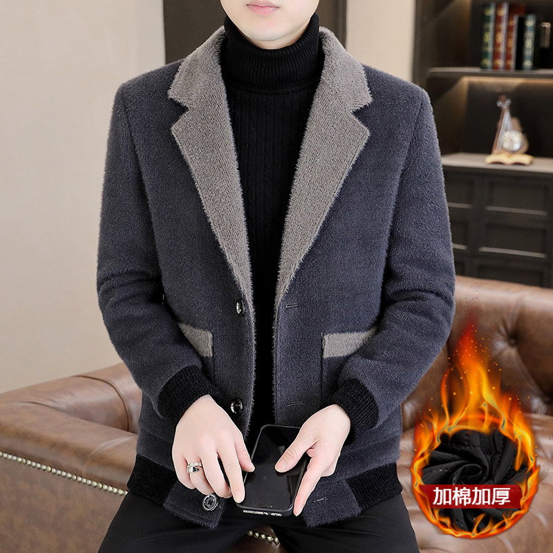 主推深度库存高品质加棉加厚毛呢大衣短款西装外套男A55，男装毛呢大衣，电商B226-2（原B217-2）