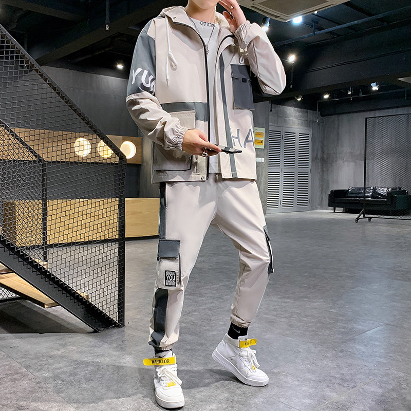秋季男士大码宽松连帽时尚休闲工装运动套装TZ808,男装休闲套装,电商B226-2（原B217-2）