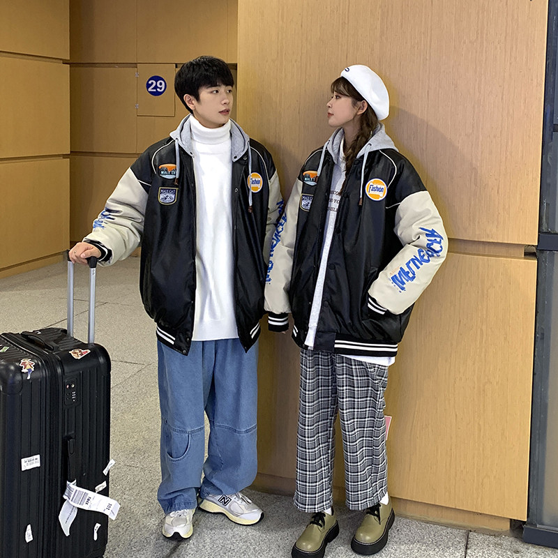 2025新款情侣休闲宽松连帽潮流皮棒球服羽绒服外套男YR2166P185,男装羽绒服,电商B226-2（原B217-2）