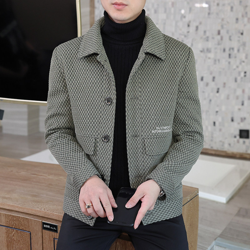 抖音直播毛呢大衣短款加棉加厚羊毛夹克外套男A20130，男装毛呢大衣，电商B226-2（原B217-2）