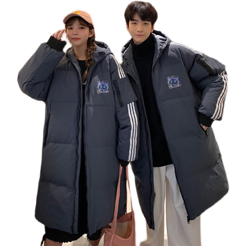 新款青少年大码情侣休闲宽松加厚中长款连帽羽绒服男YR2188P165,男装羽绒服,电商B226-2（原B217-2）