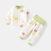 婴幼儿薄棉衣套装 纯棉夹棉40g春秋冬02岁男女宝宝衣服保暖护肚裤