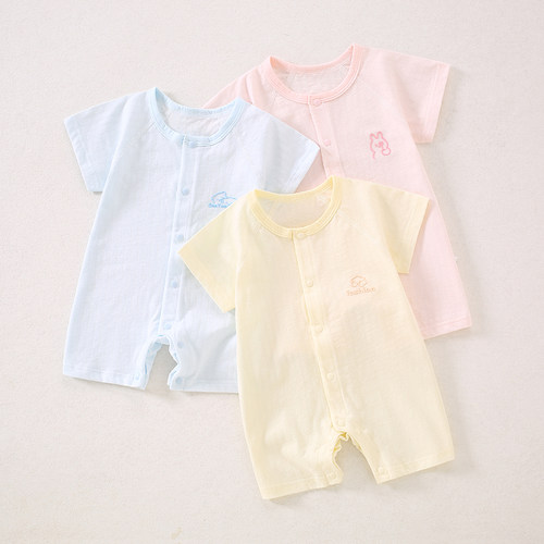 纯棉连体衣婴儿夏装哈衣对开爬服