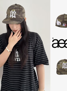韩国小众aeae天使翅膀迷彩刺绣ins同款防晒棒球帽鸭舌帽男女同款