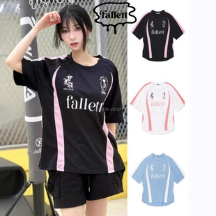 韩国小众潮牌fallett宽松短袖T恤休闲运动服芭蕾风格运动衫女
