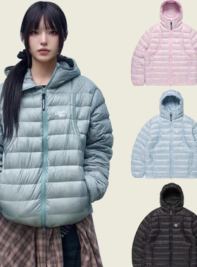 韩国小众潮牌cavish排骨羽绒服女90灰鸭绒连帽保暖轻薄羽绒服外套
