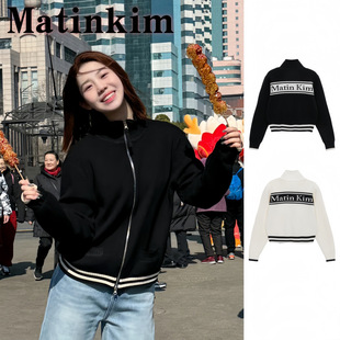 韩国潮牌MatinKim针织衫提花字母拉链长袖毛衣开衫外套男女上衣