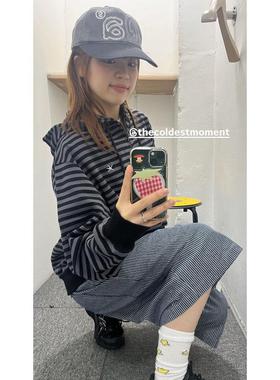 25秋 THE COLDEST MOMENT 复古海星刺绣条纹拉链宽松连帽卫衣外套