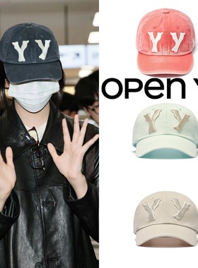 韩国潮牌openyy复古休闲百搭字母刺绣弯檐棒球帽遮阳防晒鸭舌帽女