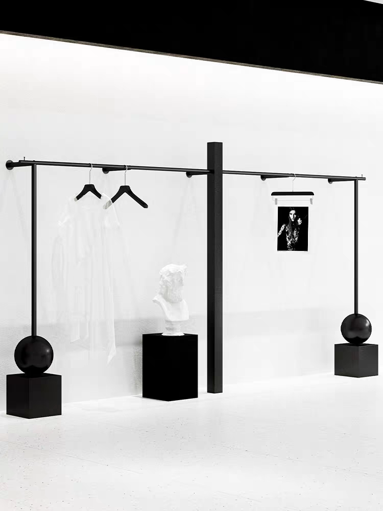 男女服装店上墙壁挂展示架哑光黑