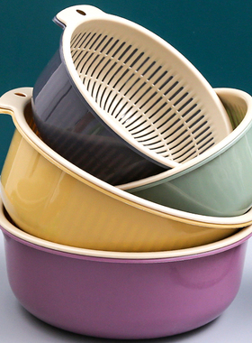 大号双层洗菜沥水篮篮子器家用厨房水槽圆形筐子菜篮洗菜篮洗菜盆