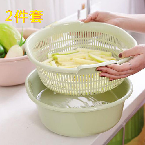 洗菜盆塑料双层沥水篮子漏盆淘米