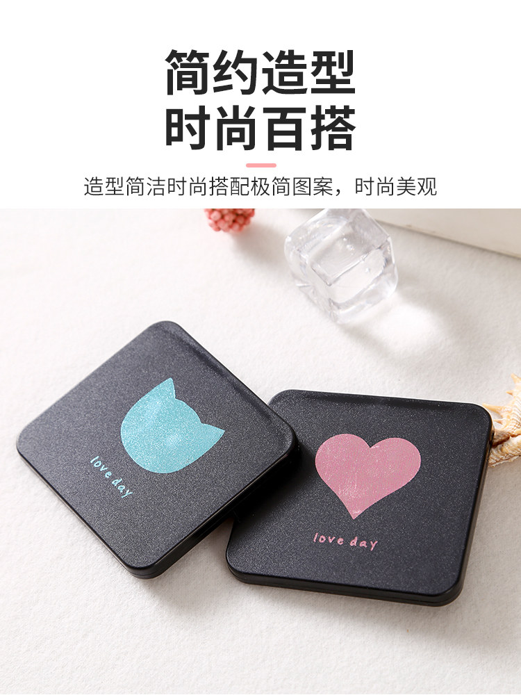 작은 거울 휴대용 미니 화장 거울 양면 휴대용 학생 휴대용 접이식 거울 홈 작은 여성