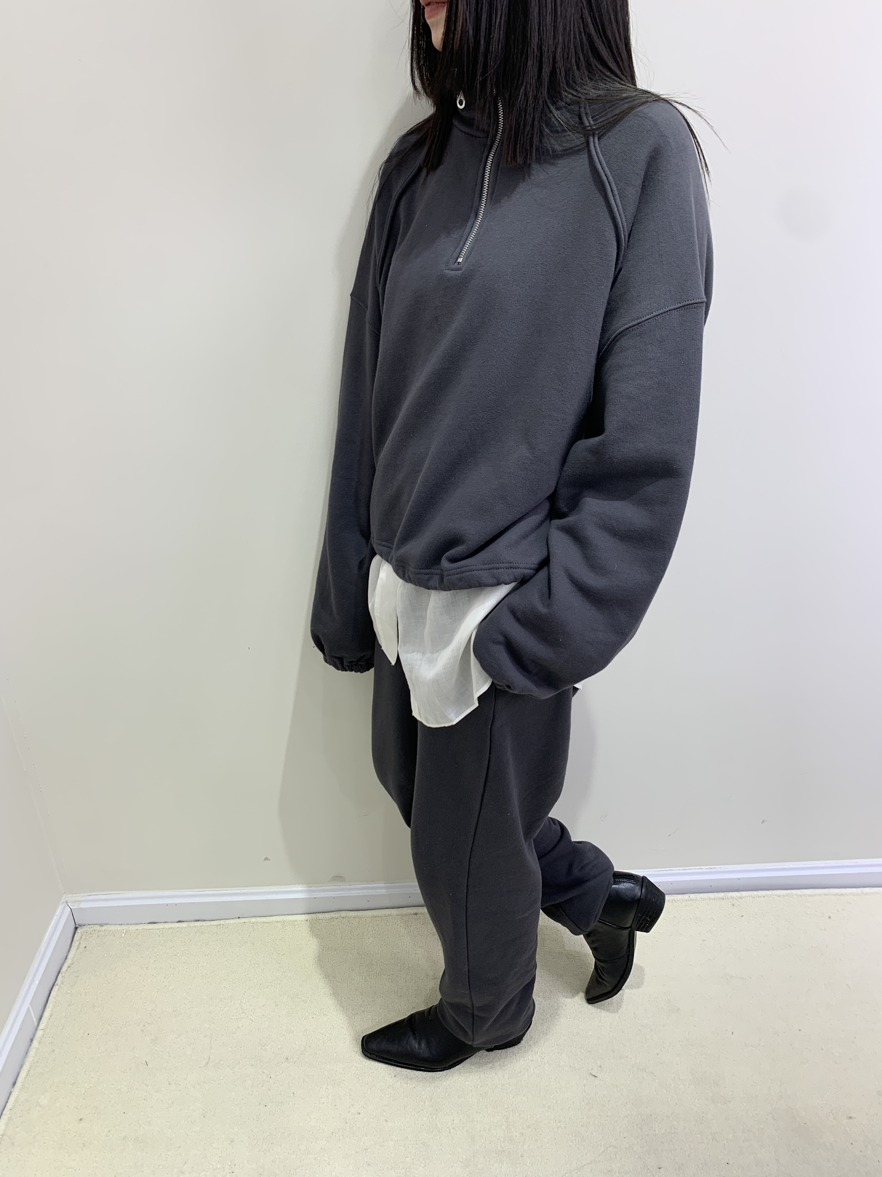 UNDEFINED GIRL纯色拉链立领运动休闲套装松紧裤宽松套头卫衣