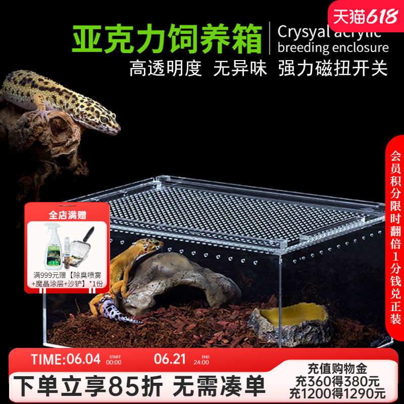 瑞皮Reptizoo亚克力饲养盒蜗牛豹纹守宫角蛙蜘蛛蚕宝宝昆虫爬宠箱