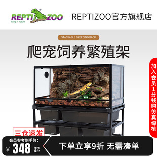 瑞皮Reptizoo爬宠饲养繁殖箱可叠加层架守宫蜥蜴蛇爬箱角蛙爬虫柜