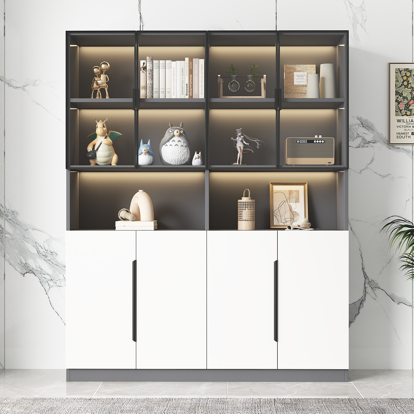 餐边柜落地玻璃门书柜