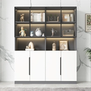 餐边柜落地玻璃门书柜家用客厅收纳柜靠墙一体酒柜现代手办展示柜