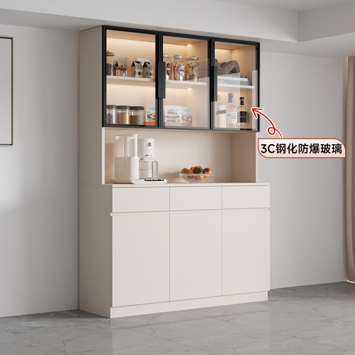 实木餐边柜靠墙一体家用餐厅厨房储物柜子现代简约客厅置物柜酒柜