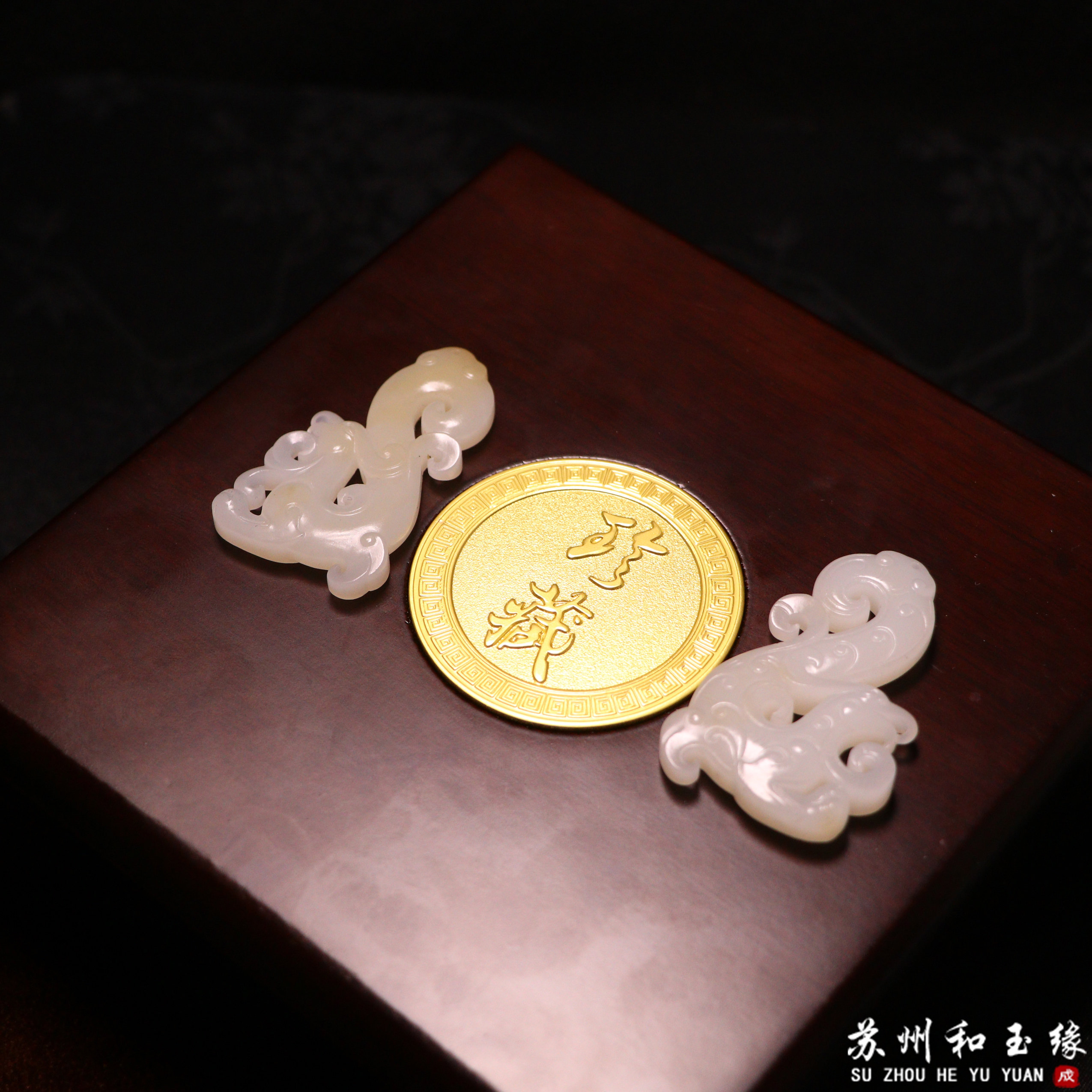 苏州和玉缘新疆和田玉且末金山糖白凤凰玉佩一对苏工工艺女士吊坠
