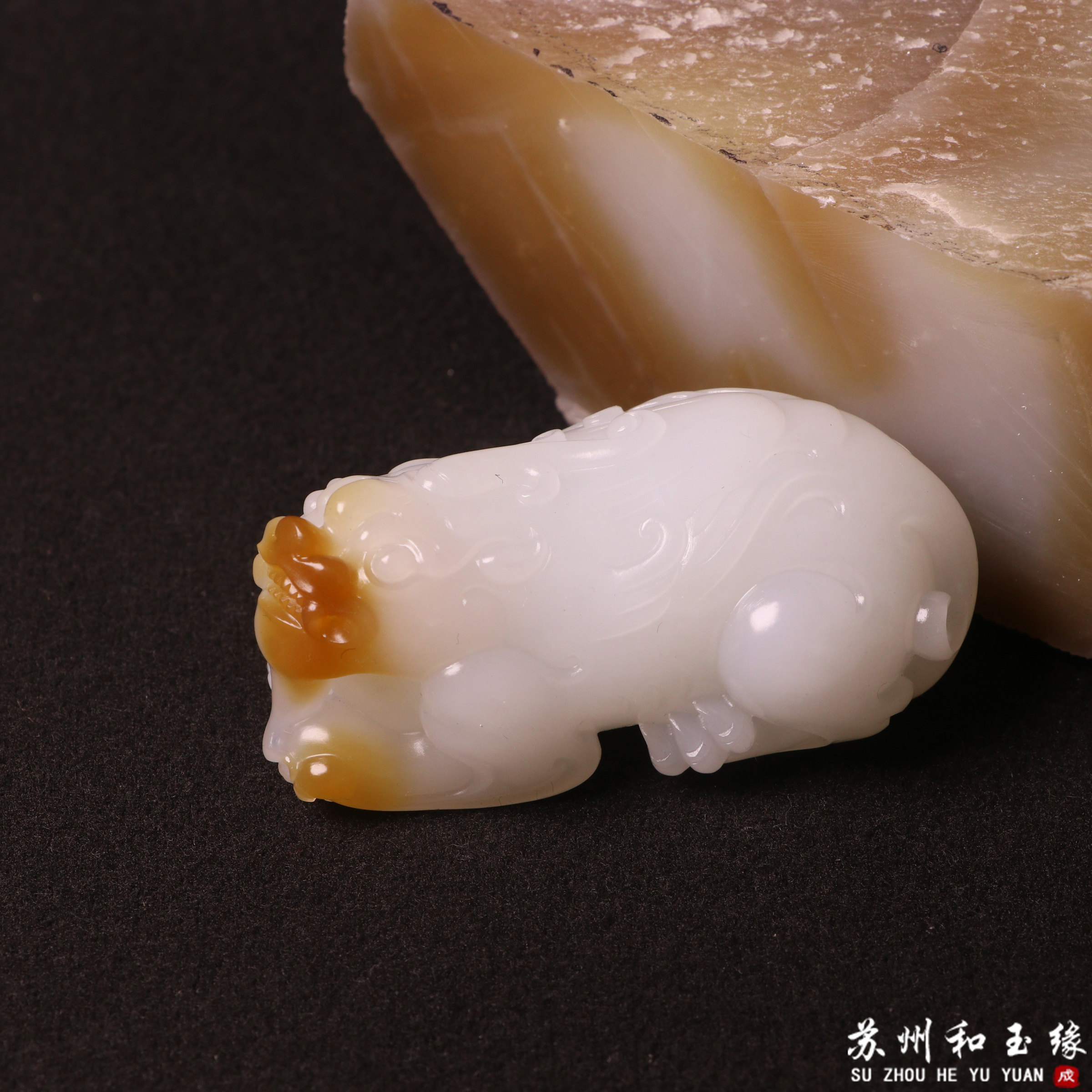 新疆和田玉且末金山糖白貔貅男士女士把件苏工工艺苏州玉雕工作室