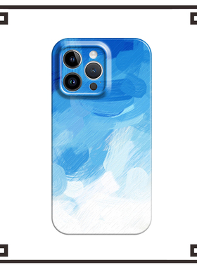 油画蓝色文艺少女适用iphone17promax菲林手机壳15苹果16华为p80mate70荣耀200nova13vivos19软小米15红米k70